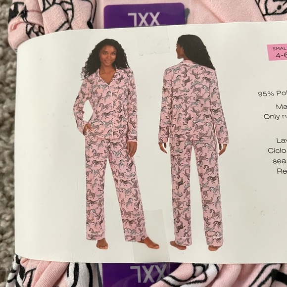 DKNY Women's Soft Knit Zebra Print Long Sleeve Pajama Set Pink Size XXL - Picture 6 of 7